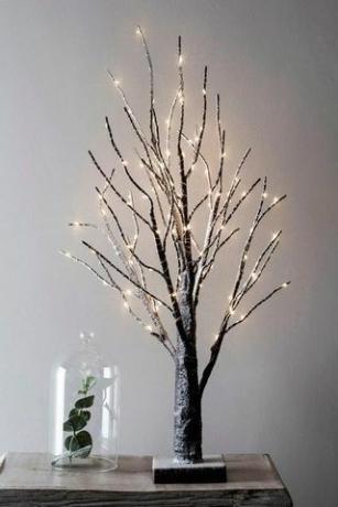 Árbol de ramitas de batería preiluminado nevado de 65 cm