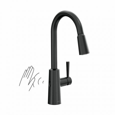 Moen Riley 7402EWBL - Grifo de cocina extraíble de arco alto, color negro mate