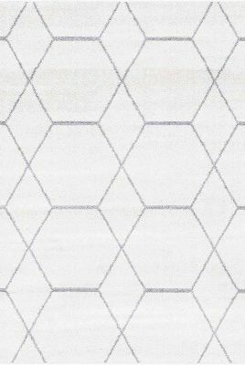 Alfombra Geometric Trellis Frieze Marfil / Gris 