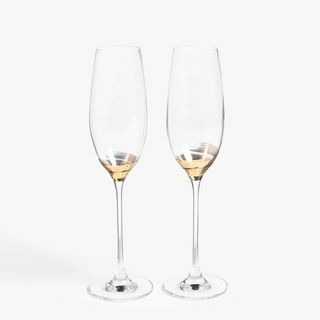 John Lewis & Partners Swirl Stem Flauta de champán, 240 ml, transparente / dorado