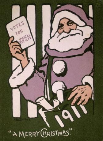 Tarjeta de Navidad 'Votes for Women', 1911. Artista: Hilda Dallas