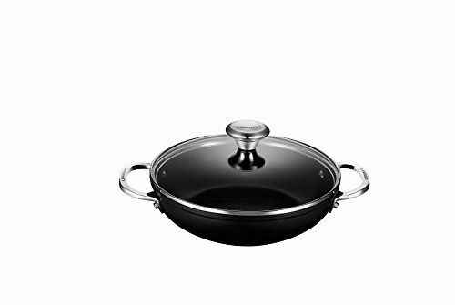 Le Creuset Cacerola poco profunda antiadherente endurecida con tapa de vidrio, 2.5 qt.