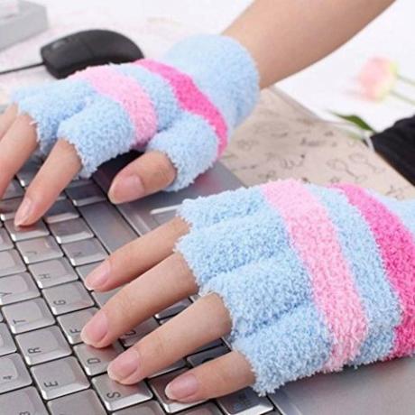 Guantes de calentamiento USB rosa y azul