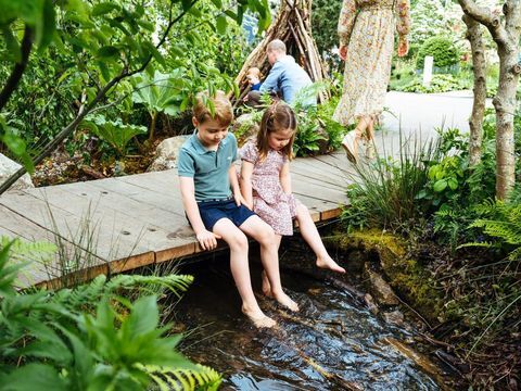 George, Louis, Charlotte ayudó a Kate Middelton Design Chelsea Flower Show Garden