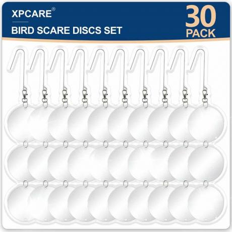 XPCARE 30 discos para asustar pájaros, reflectores de pájaros de doble cara altamente reflectantes, juego de discos mejorados reflectantes para mantener a todos los pájaros alejados como pájaros carpinteros, palomas, patos