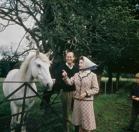 la reina isabel ii y el príncipe philip visitan una granja en balmoral estate en escocia, durante su aniversario de bodas de plata, septiembre de 1972 foto de fox photoshulton archivegetty images