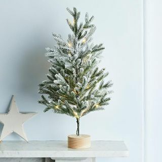 Mini árbol de Navidad nevado pre iluminado de 60 cm