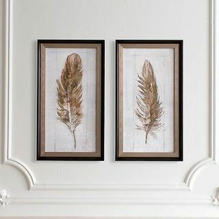 Autumn Feather Set de 2 arte de pared enmarcado