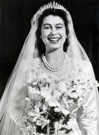 Reina Isabel II en el día de su boda