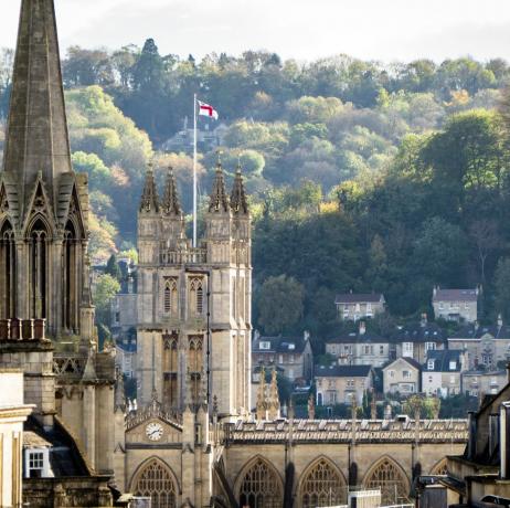 Vista de la abadía de la iglesia tradicional en Bath Inglaterra