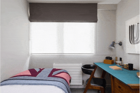 El dormitorio del hijo de George Clarke - ventanas - persianas