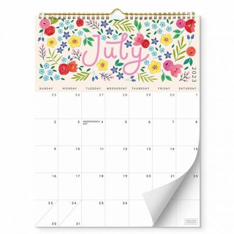 Calendario de pared floral
