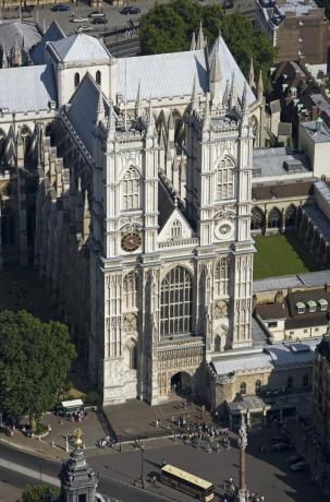 vista aérea de la elevación oeste de la abadía de westminster, londres, 2006