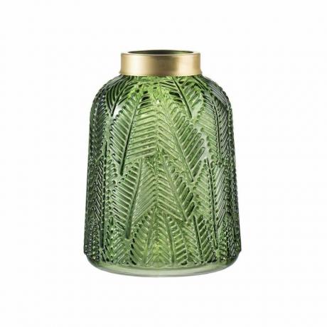 A & B Home Jarrón de cristal con hojas de helecho verde y dorado