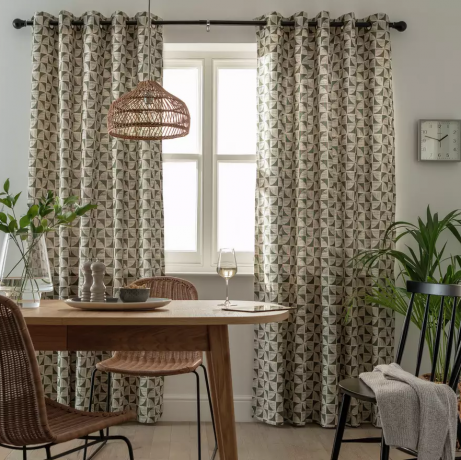 Cortinas con ojales y forro con estampado geométrico Cabin - Verde