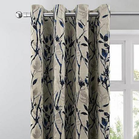 Cortinas con ojales de jacquard azul zen