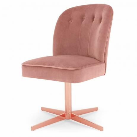 Silla de oficina Margot, terciopelo rosa y cobre