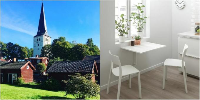 mesa ikea norberg con pueblo de norberg en suecia