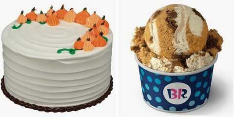 pastel de remolino de cosecha de baskin robbins y helado de tarta de queso de calabaza