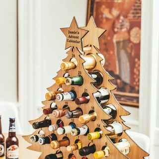 Calendario de Adviento de roble personalizado para bebidas Calendario de Adviento de árbol de Navidad 