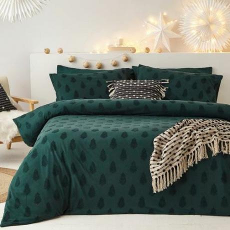 Furn. Juego de funda nórdica y funda de almohada Tufted Tree Green