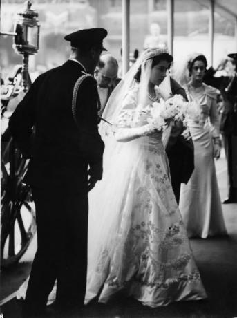 Reina Isabel II en el día de su boda