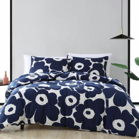 Juego de funda nórdica y funda de almohada Marimekko Unikko en azul índigo