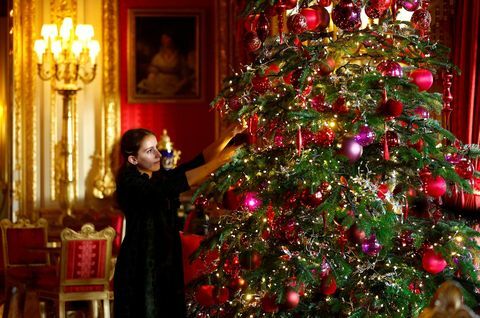 árbol de navidad en el salón carmesí, en el castillo de windsor