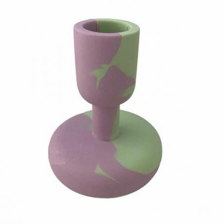 Portavelas Jesmonite Lila Y Menta Hielo Candelabro Alto