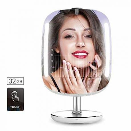 HiMirror Mini 32G: espejo de belleza, con doble capacidad de memoria, espejo de belleza inteligente con piel Analizador, Espejo de maquillaje con luces LED, Espejo de vanidad inteligente con aumento de 2X3, Iluminado Espejo cosmético