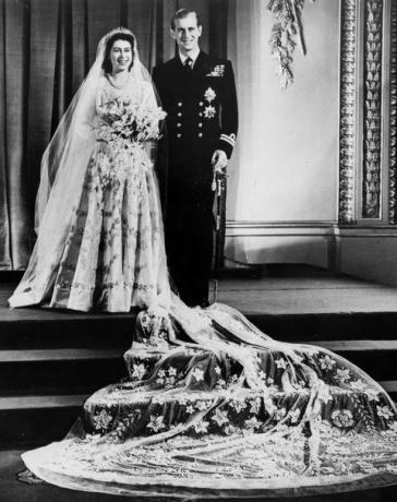 Reina Isabel II en el día de su boda