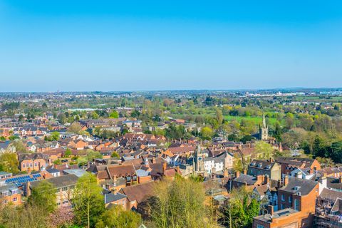 Vista aérea de Warwick, Inglaterra