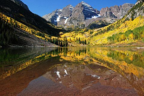 hermosos paisajes de otoño: campanas granate, álamo temblón, colorado