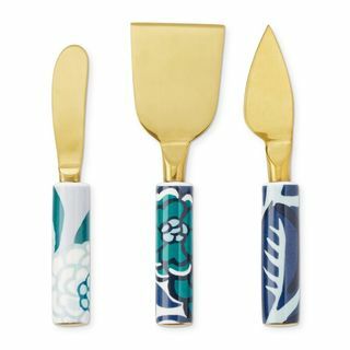 Cuchillos para queso azul y dorado