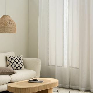 Par de cortinas Mateu de transparencia de lino, 140 x 260 cm, blanco