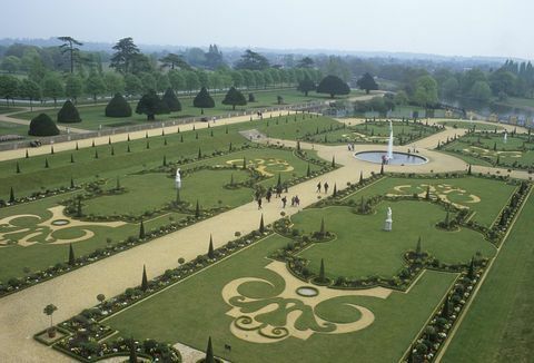 Hampton Court Palace, la vista aérea del jardín privado mirando al sureste