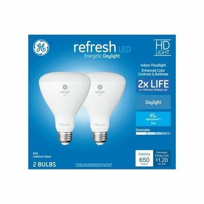 GE Refresh 65-Watt EQ LED Br30 Bombilla de luz de inundación regulable de luz diurna (paquete de 2)