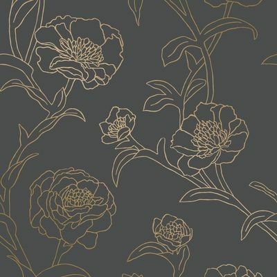 Peonies Noir Peel and Stick fondo de pantalla