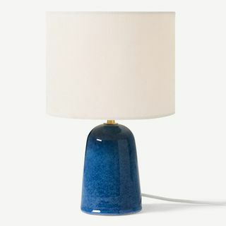 Lámpara de mesa Nooby, cerámica esmaltada reactiva azul