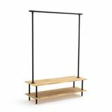 KOLYMA Industrial Style Acacia & Metal Coat & Shoe Rack