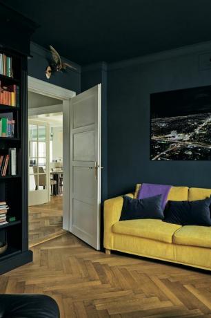 farrow and ball's hague blue, sala de estar