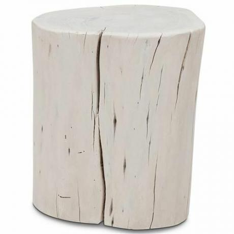 Mesa auxiliar de tocón de madera blanca