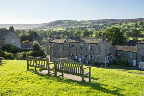 El pueblo de Reeth en Swaledale, Yorkshire Dales, Inglaterra