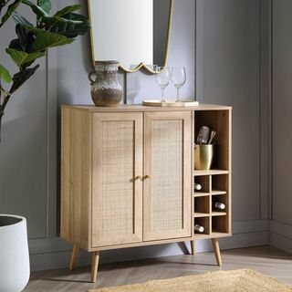 Mueble para bebidas de mimbre tejido Frances