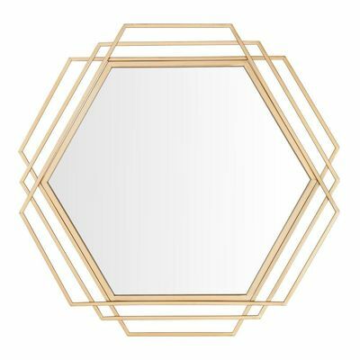 Espejo de acento moderno dorado hexagonal