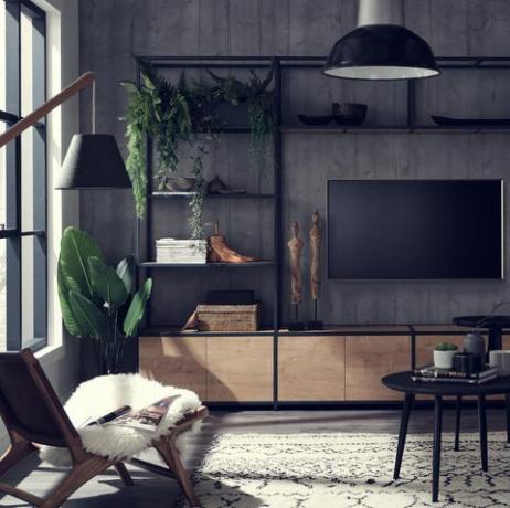 mueble de tv modular wakendale, con estantes