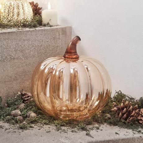 Decoración de calabaza de cristal ámbar