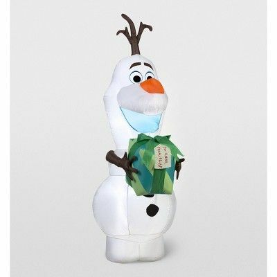 Olaf congelado de Disney con decoración navideña inflable de regalo