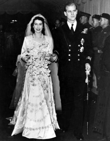 Reina Isabel II en el día de su boda