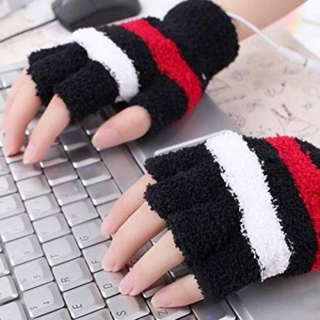 Guantes de calentamiento USB negros y rojos